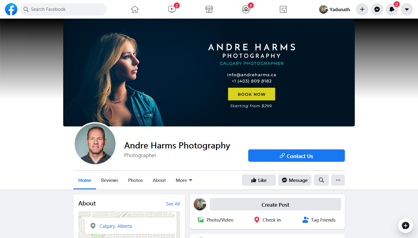 Design Facebook par yadunath pour Andre Harms Photography | Design #24365088