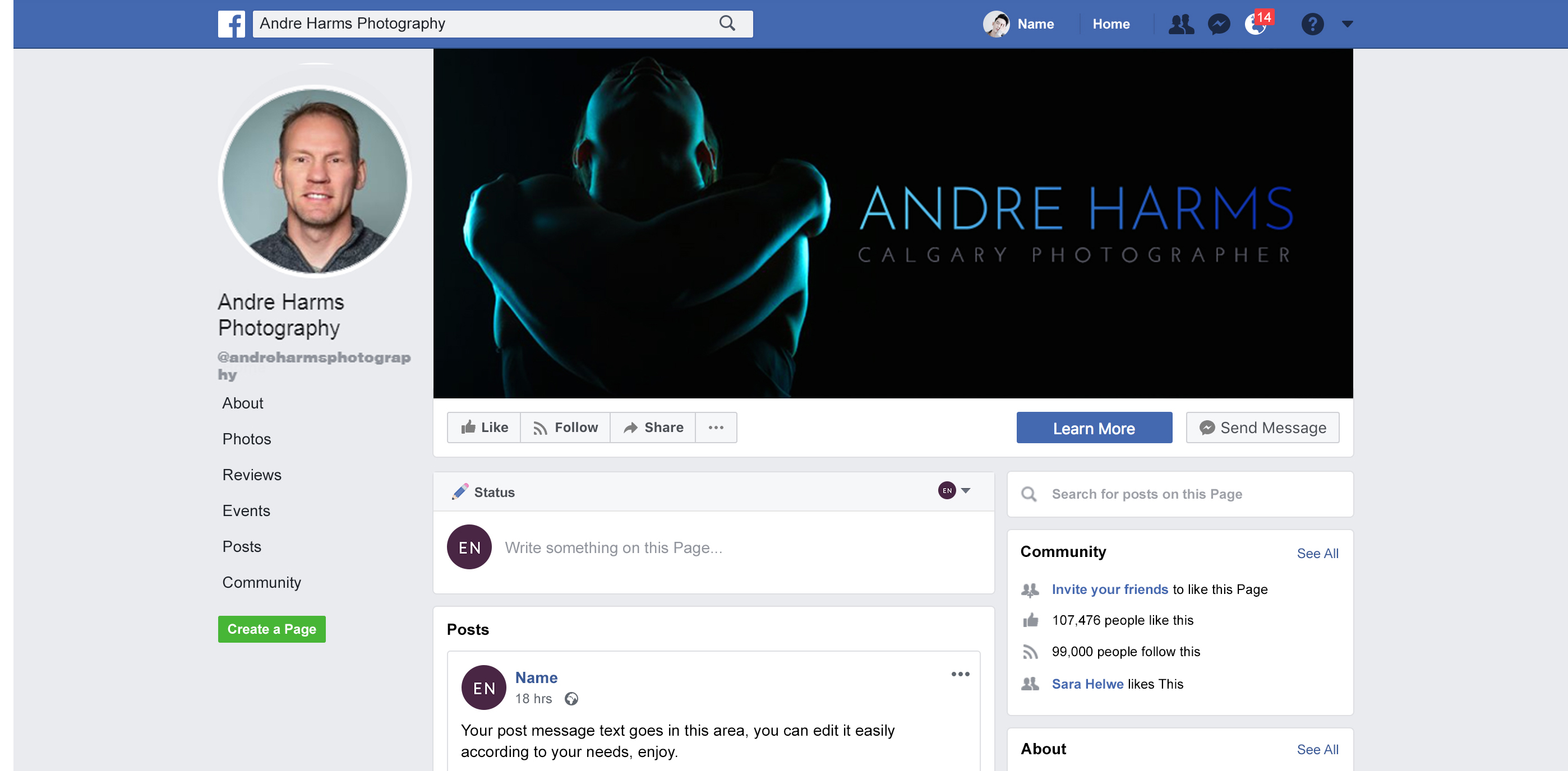Facebook Design by Aaron V for Andre Harms Photography | Design #24353424