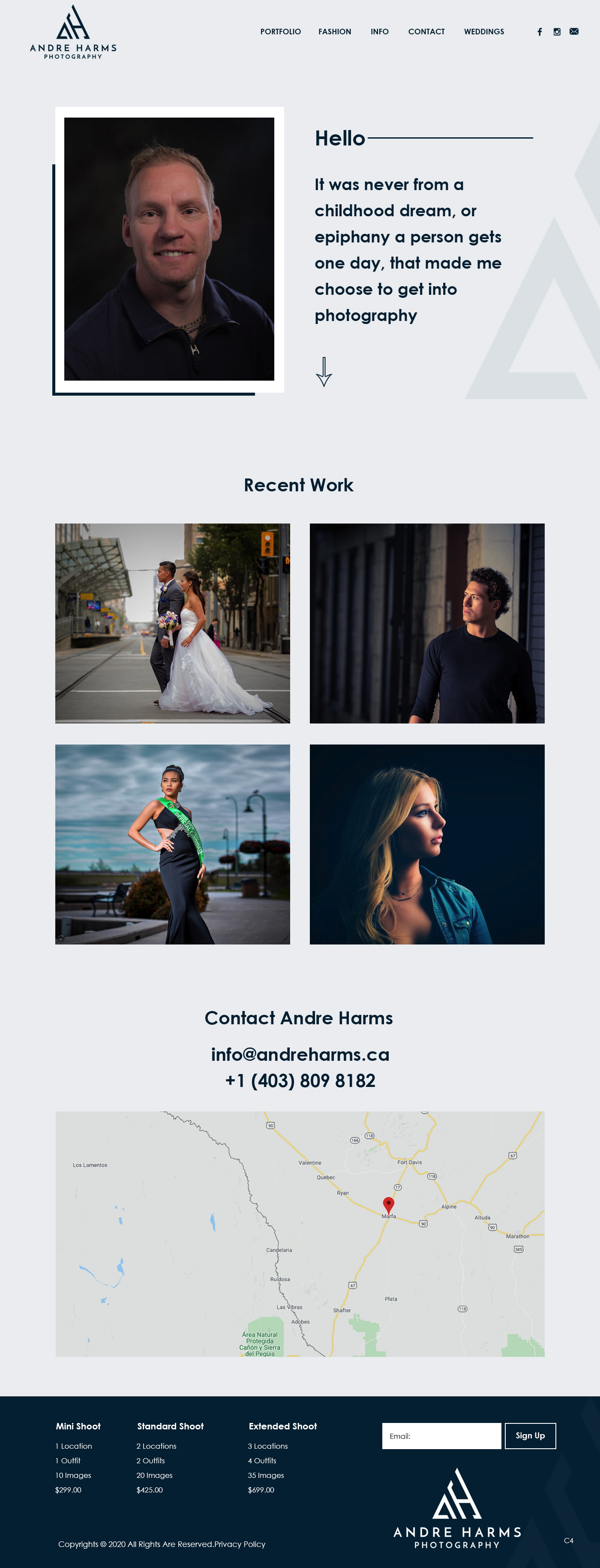 Squarespace Design by pb for Andre Harms Photography | Design #24376575