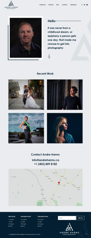 Squarespace Design by pb for Andre Harms Photography | Design: #24376575
