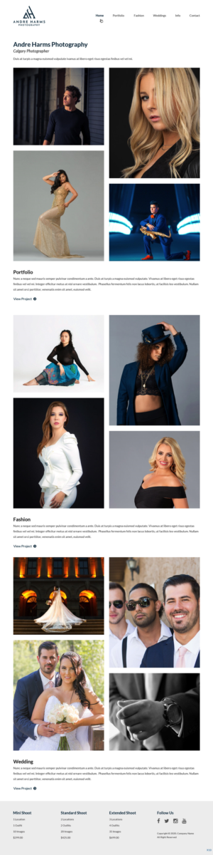 Diseño de Squarespace por pb para Andre Harms Photography | Diseño #24376593