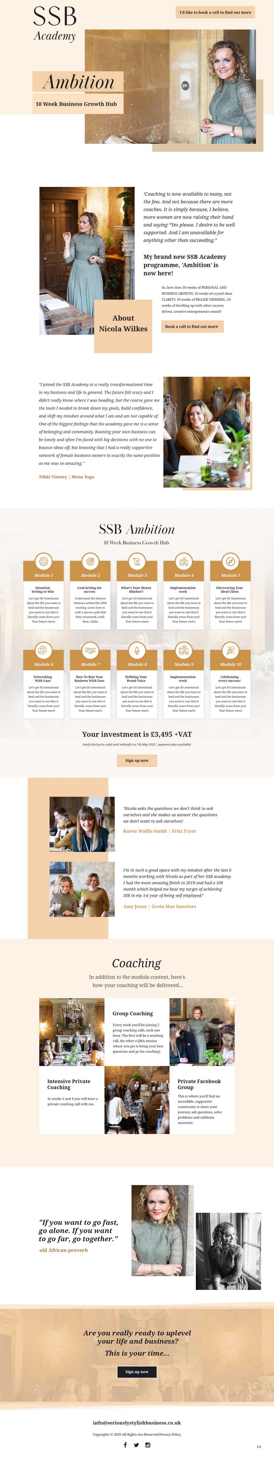 Landing Page-Design von pb für Nicola J Wilkes Ltd | Design #24385317