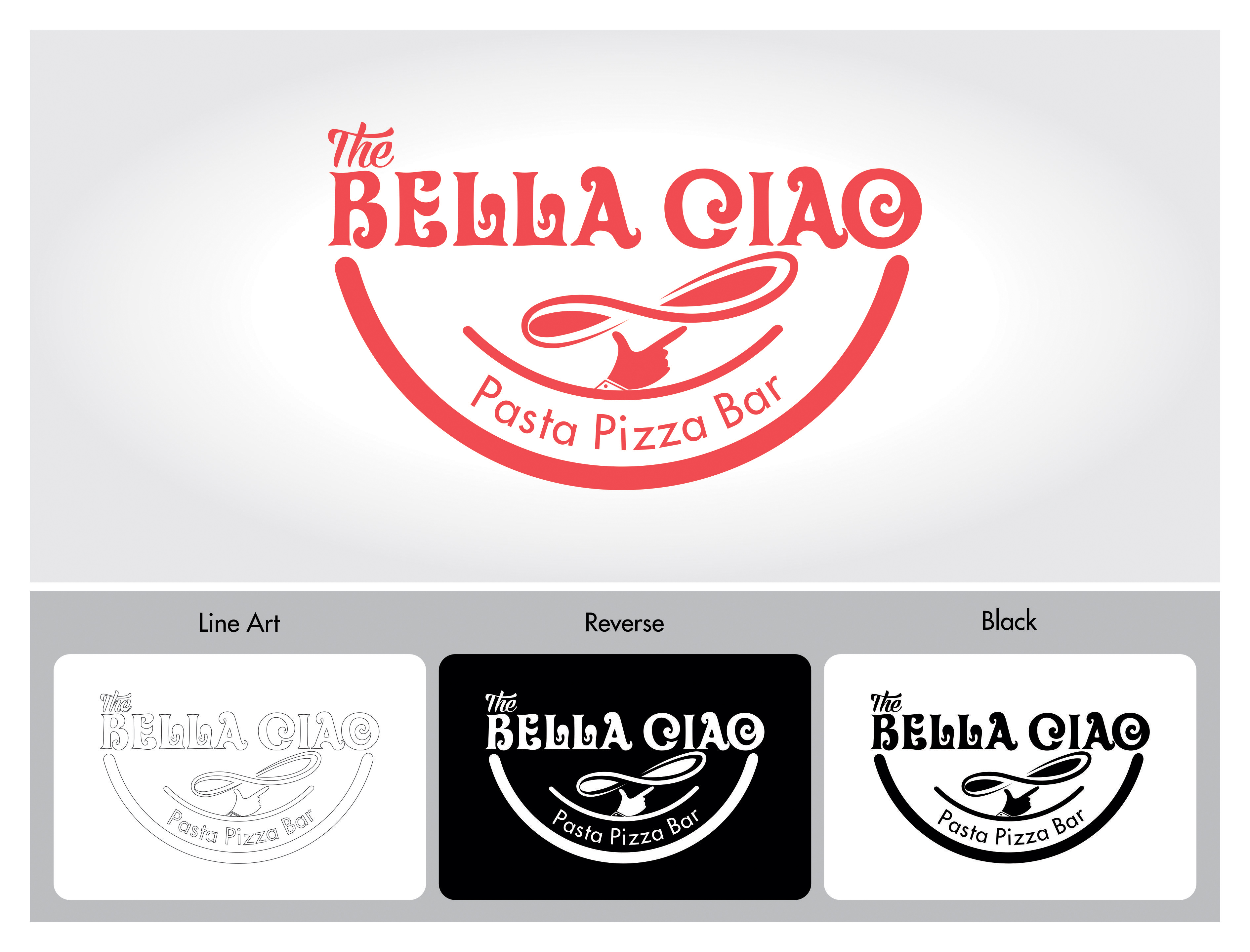 Playful, Personable Logo Design for The Bella Ciao Pasta Pizza Bar by