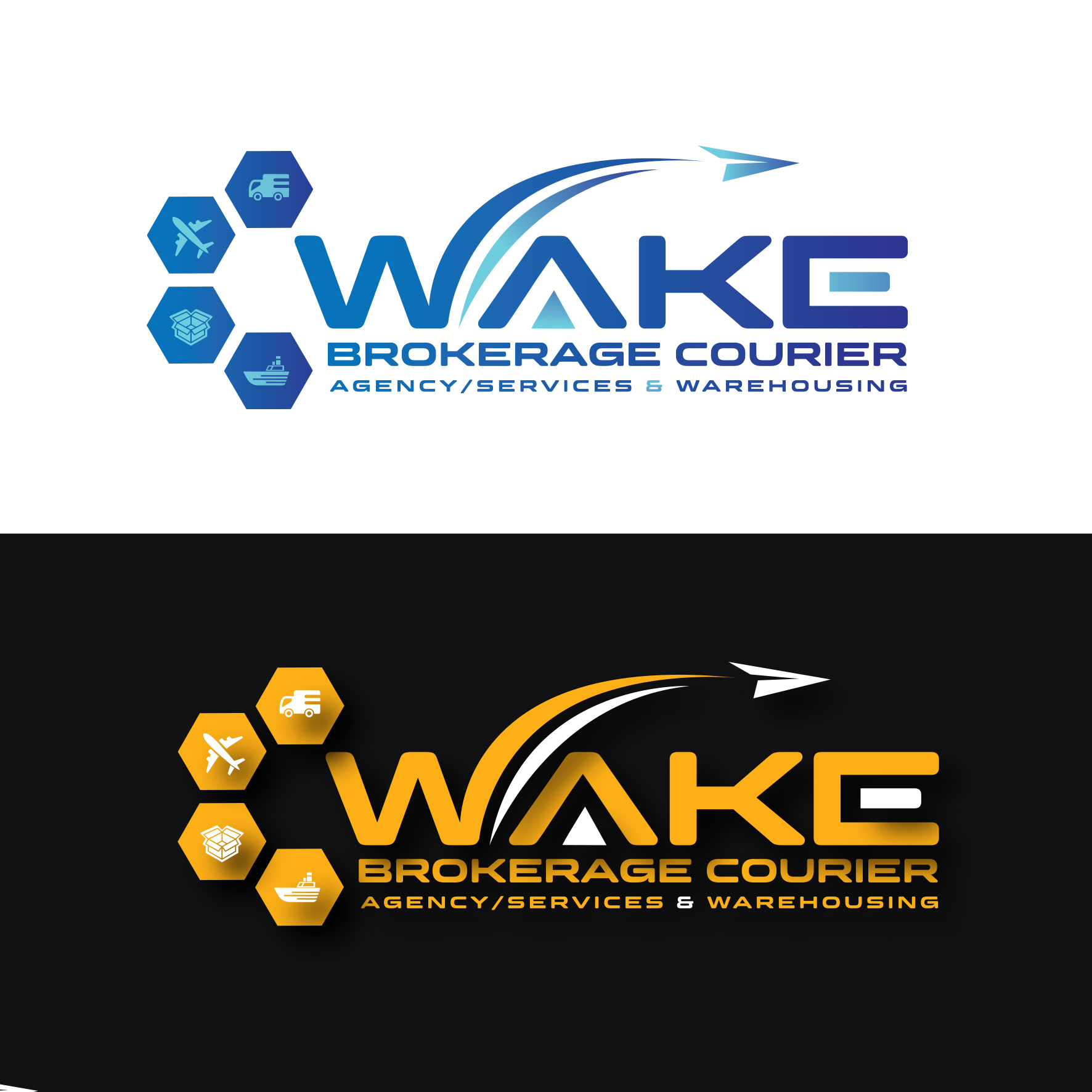 Logo Design by IdentsArt for WAKE Brokerage Courier/Agency Services & Warehousing | Design #24463978