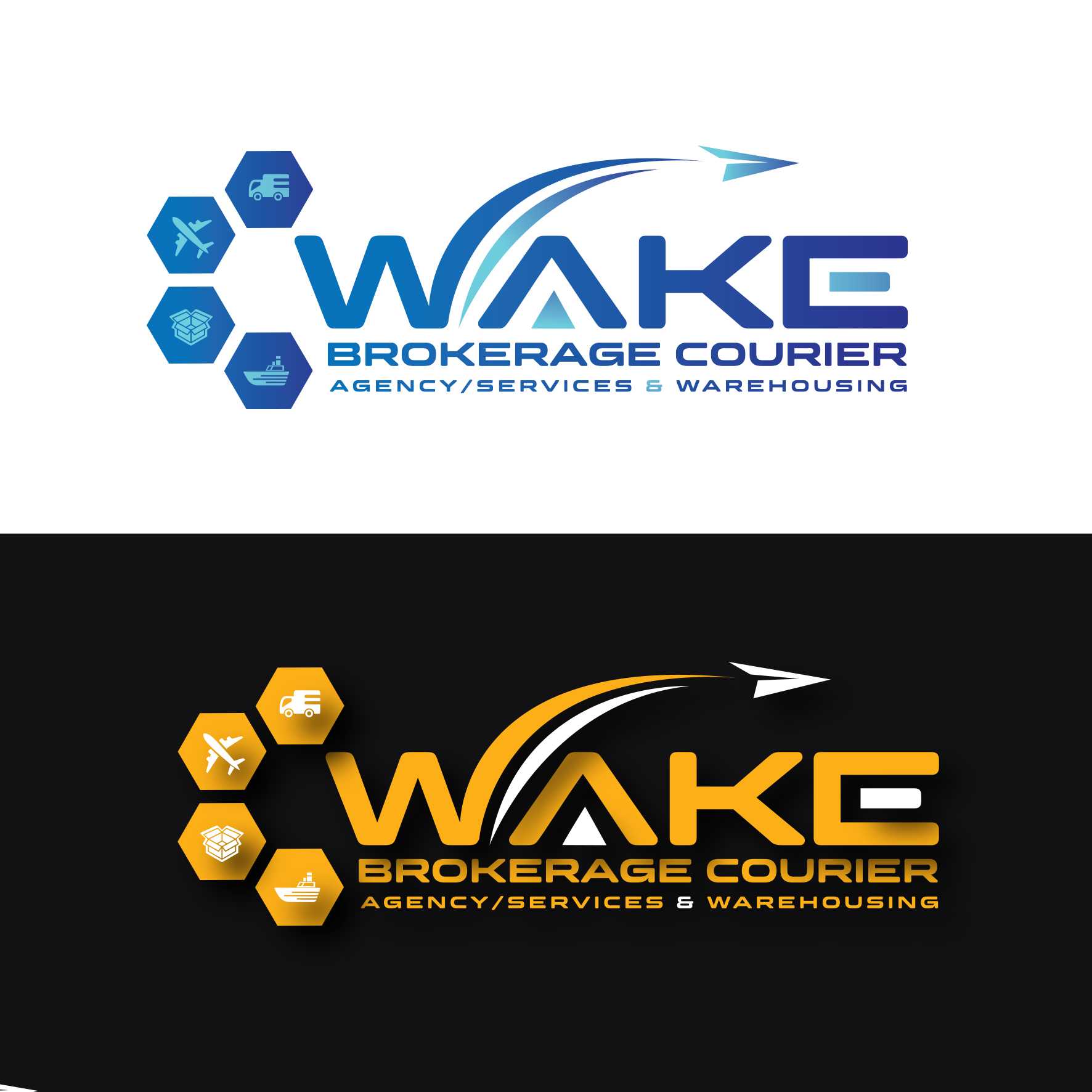 Logo Design by IdentsArt for WAKE Brokerage Courier/Agency Services & Warehousing | Design #24464133