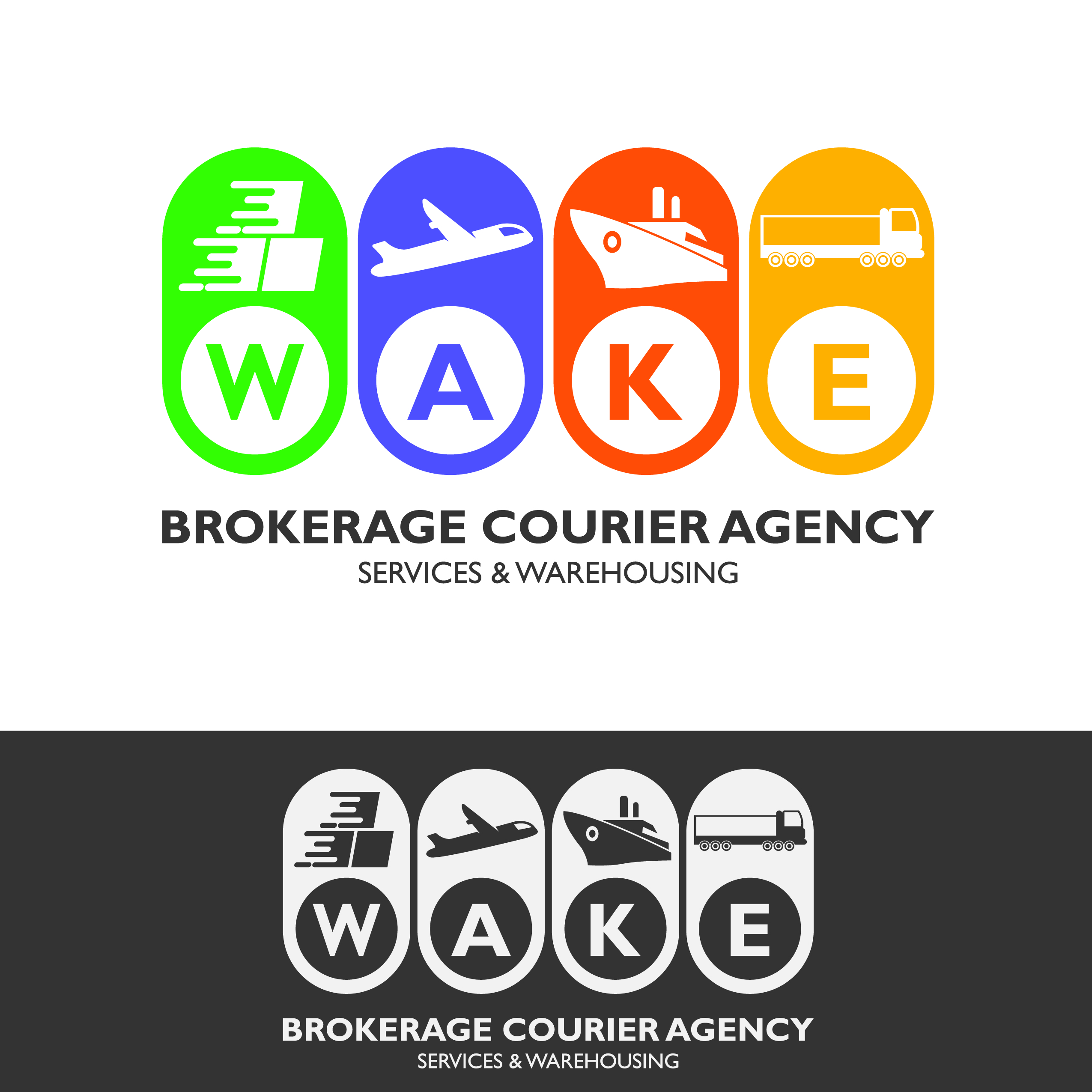 Logo Design by Shy Butterfly for WAKE Brokerage Courier/Agency Services & Warehousing | Design #24425805