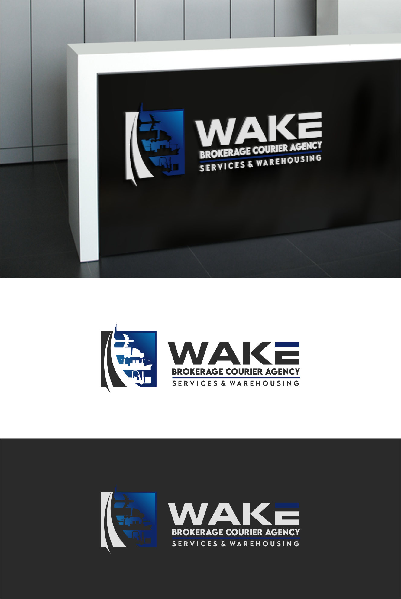 Logo Design by KOBES for WAKE Brokerage Courier/Agency Services & Warehousing | Design #24433222
