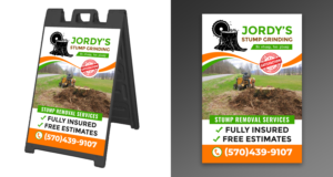 Stump Grinding sidewalk sign | Diseño de Señalética por ecorokerz