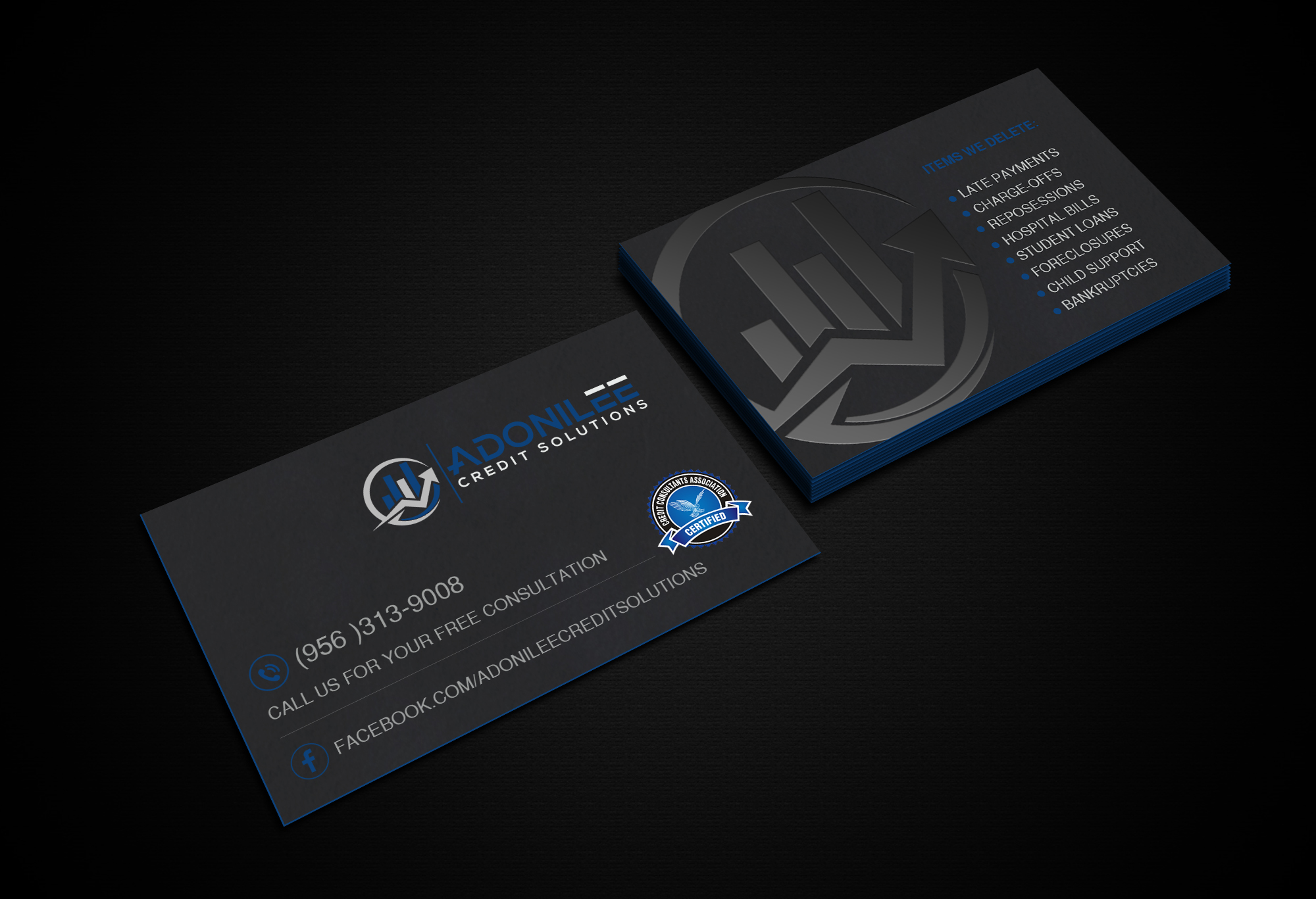 Business Card Design by Creations Box 2015 for Adonilee Credit Solutions, LLC. | Design #24460189