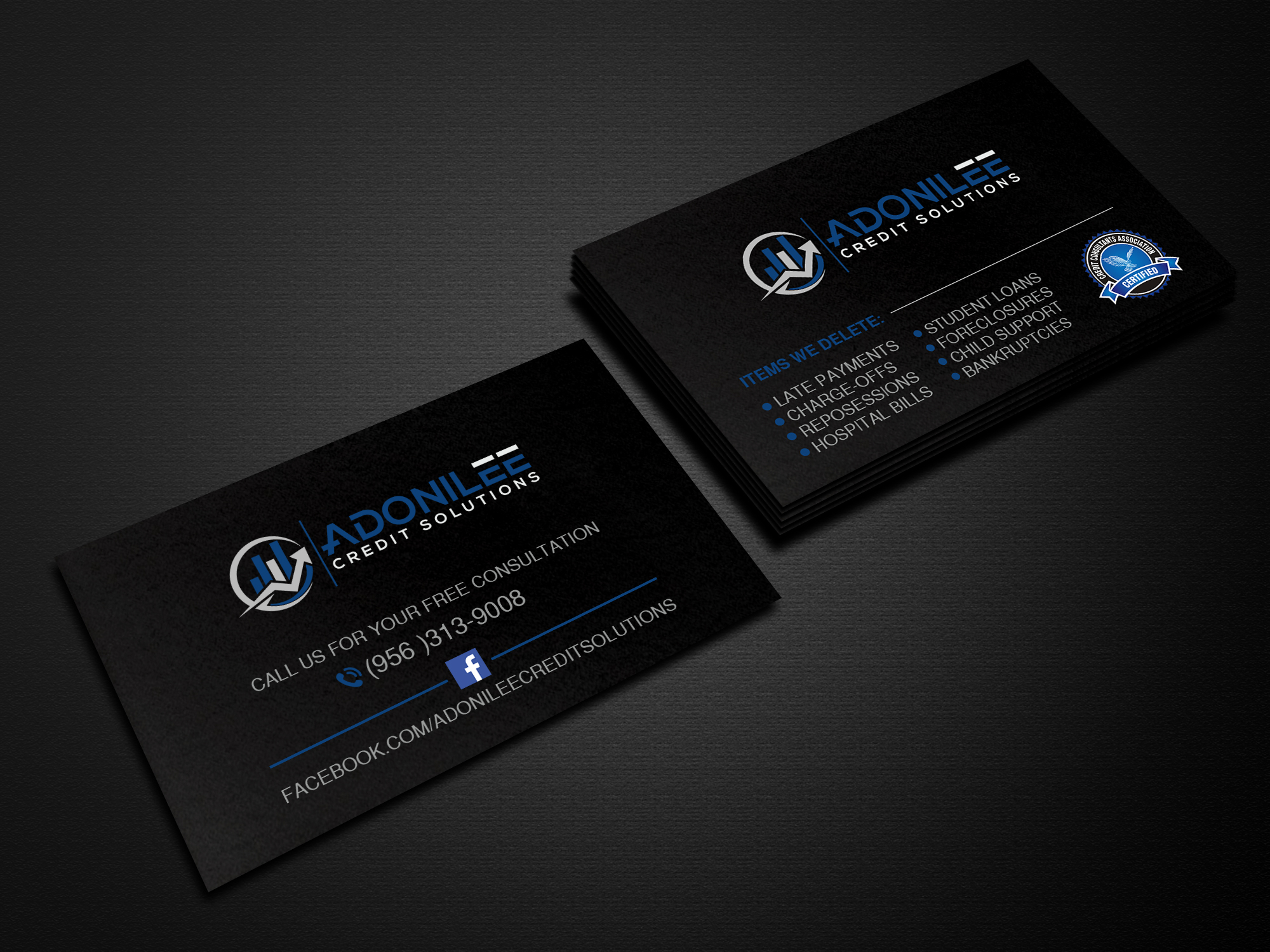 Business Card Design by Creations Box 2015 for Adonilee Credit Solutions, LLC. | Design #24460190