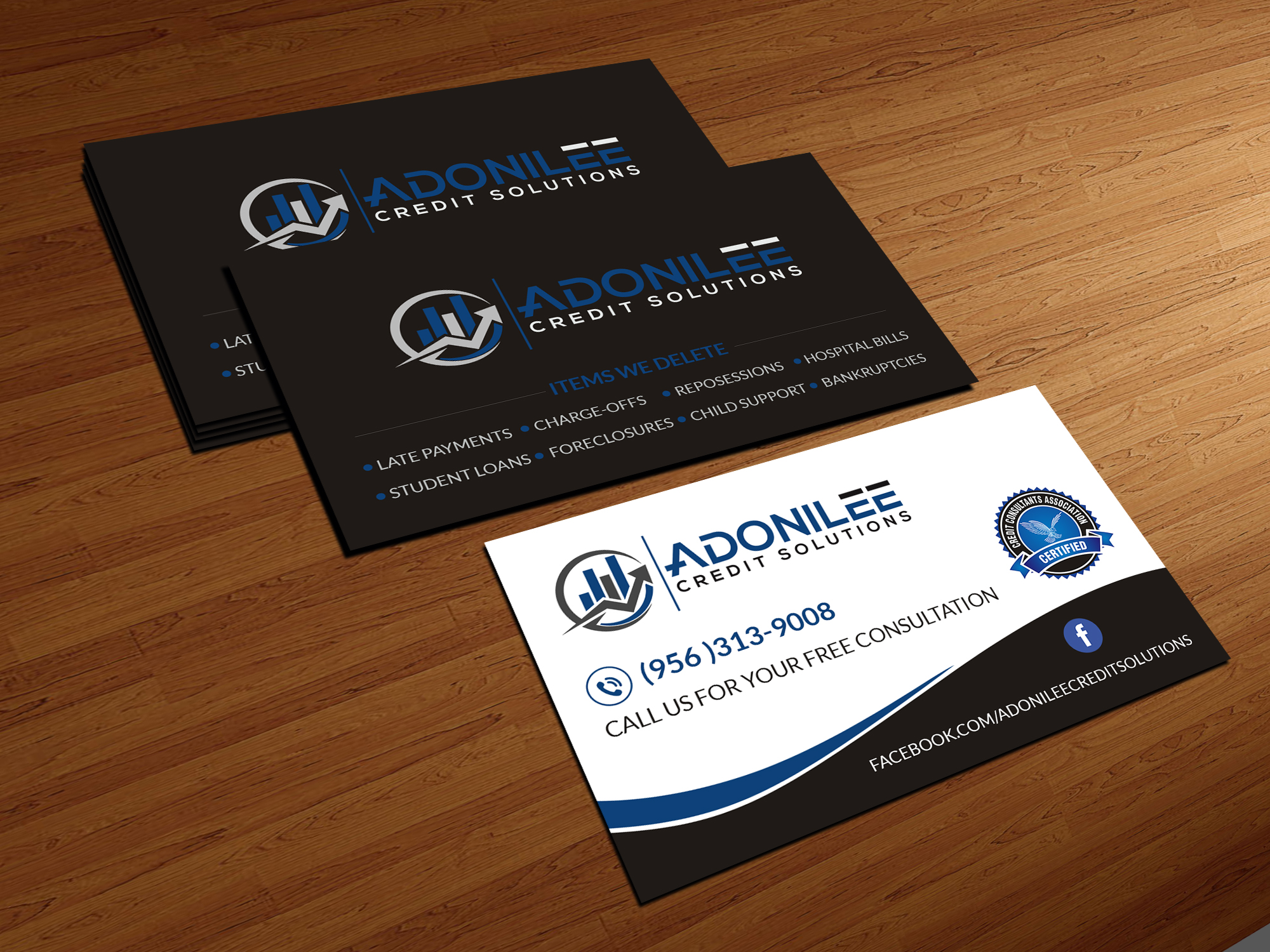 Design de Carte de Visite par Creations Box 2015 pour Adonilee Credit Solutions, LLC. | Design #24460191