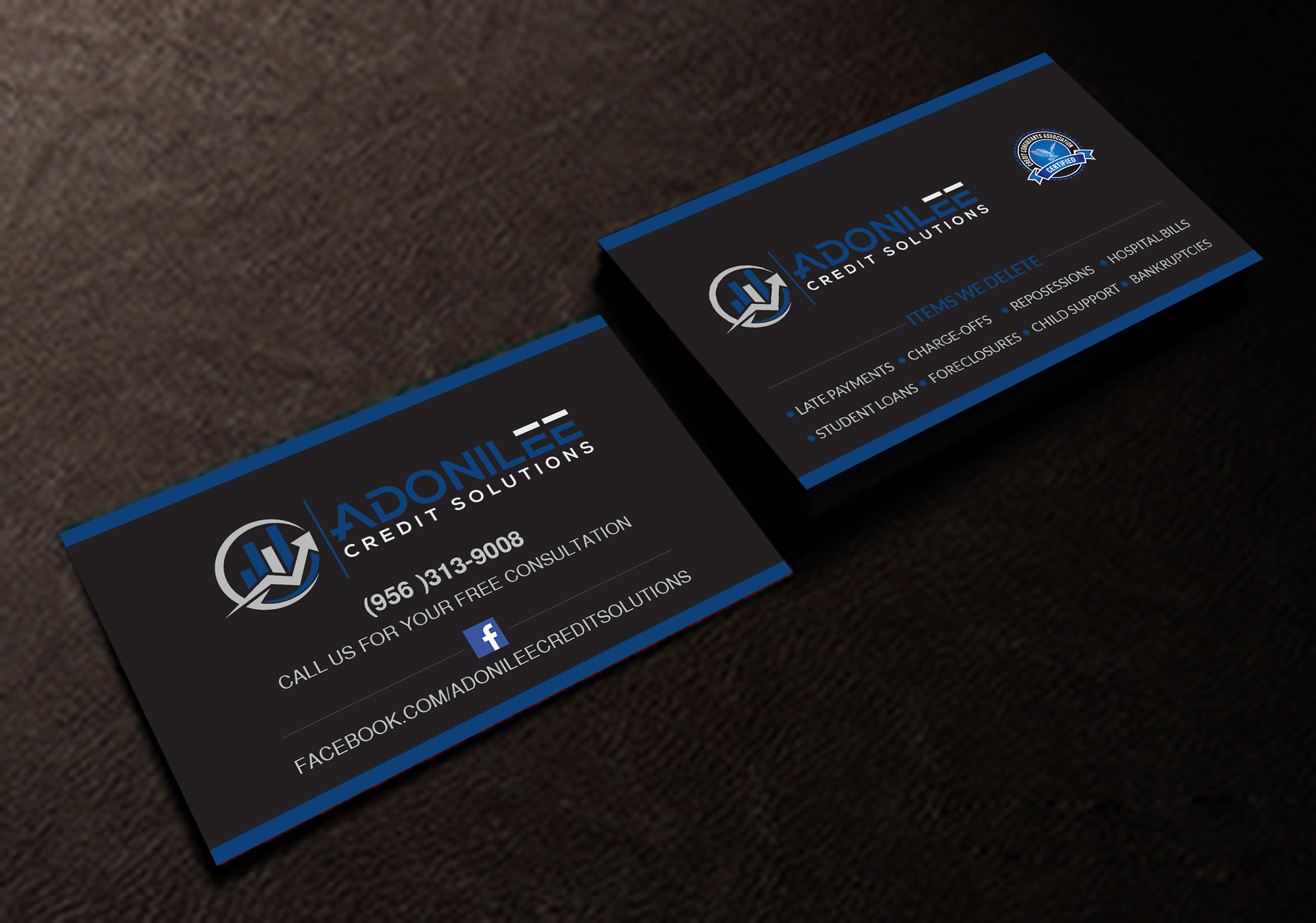 Business Card Design by Creations Box 2015 for Adonilee Credit Solutions, LLC. | Design #24460198