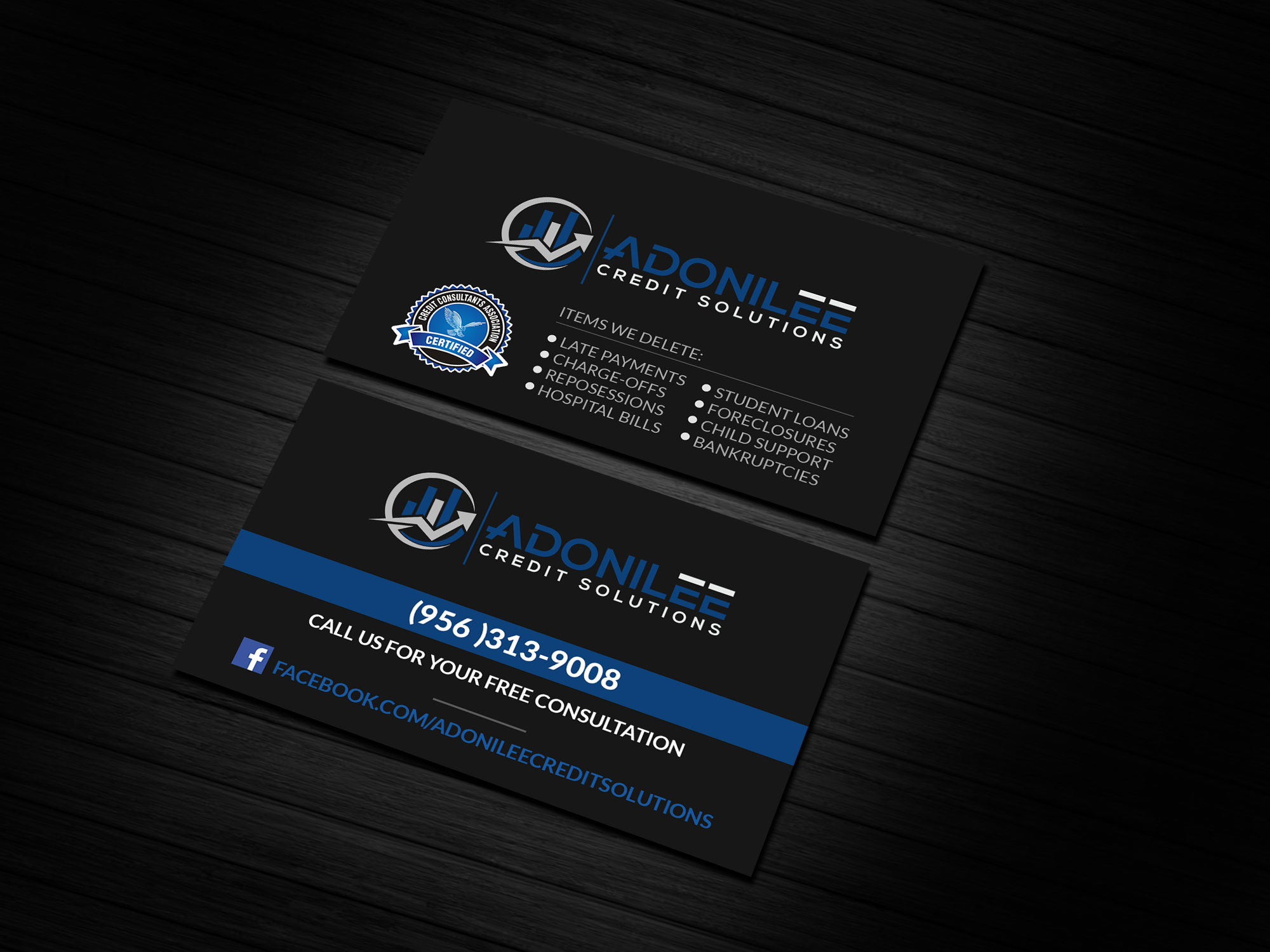 Design de Carte de Visite par Creations Box 2015 pour Adonilee Credit Solutions, LLC. | Design #24460200