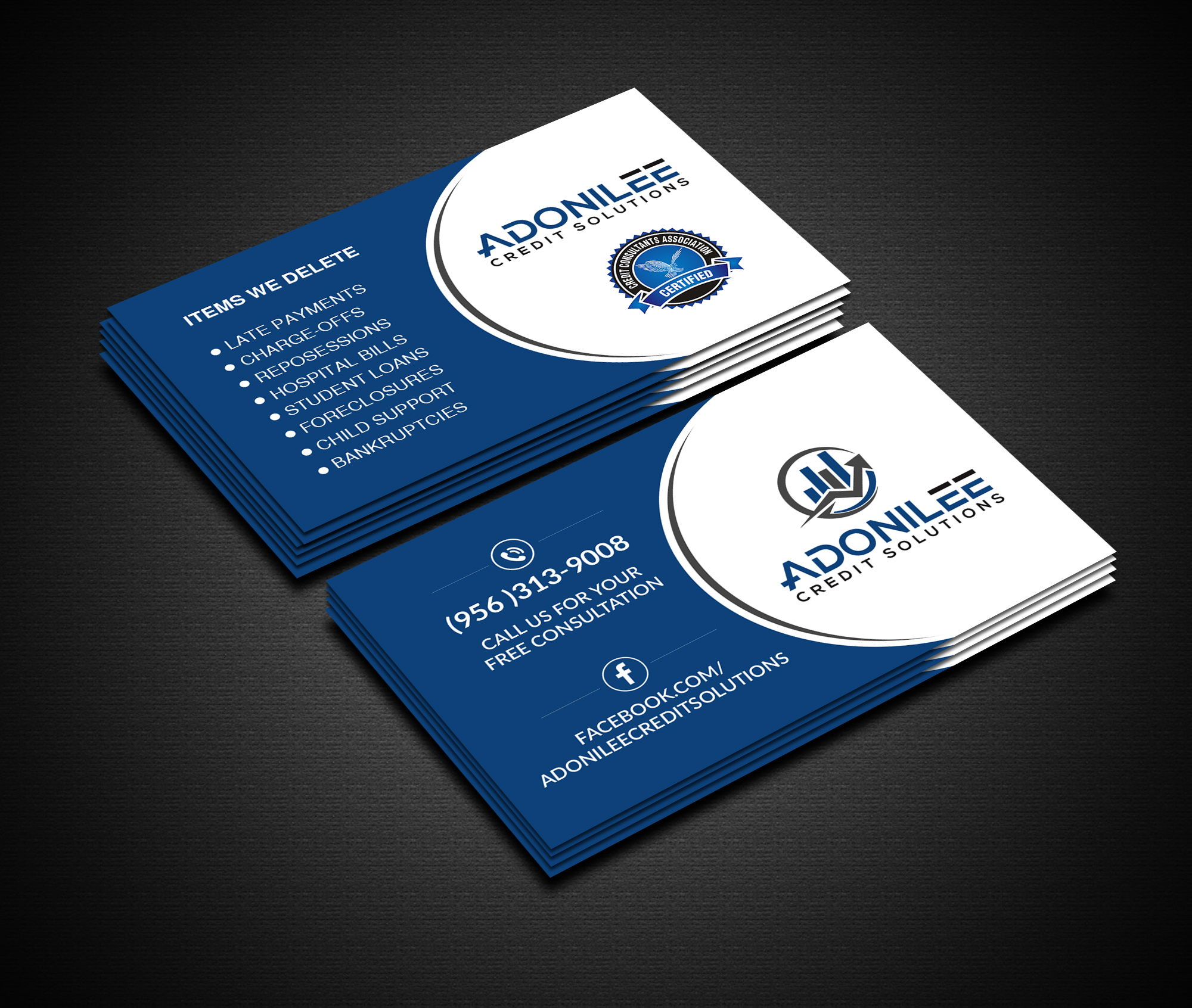Business Card Design by Creations Box 2015 for Adonilee Credit Solutions, LLC. | Design #24460202