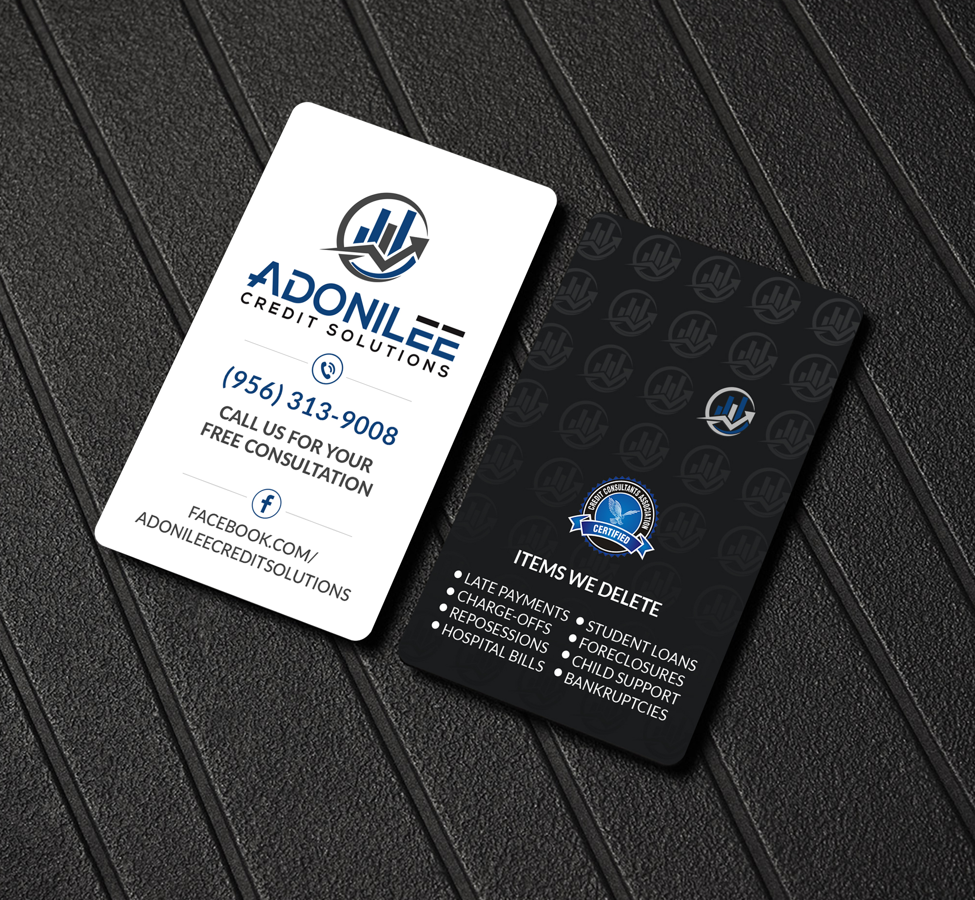 Design de Carte de Visite par Creations Box 2015 pour Adonilee Credit Solutions, LLC. | Design #24462188