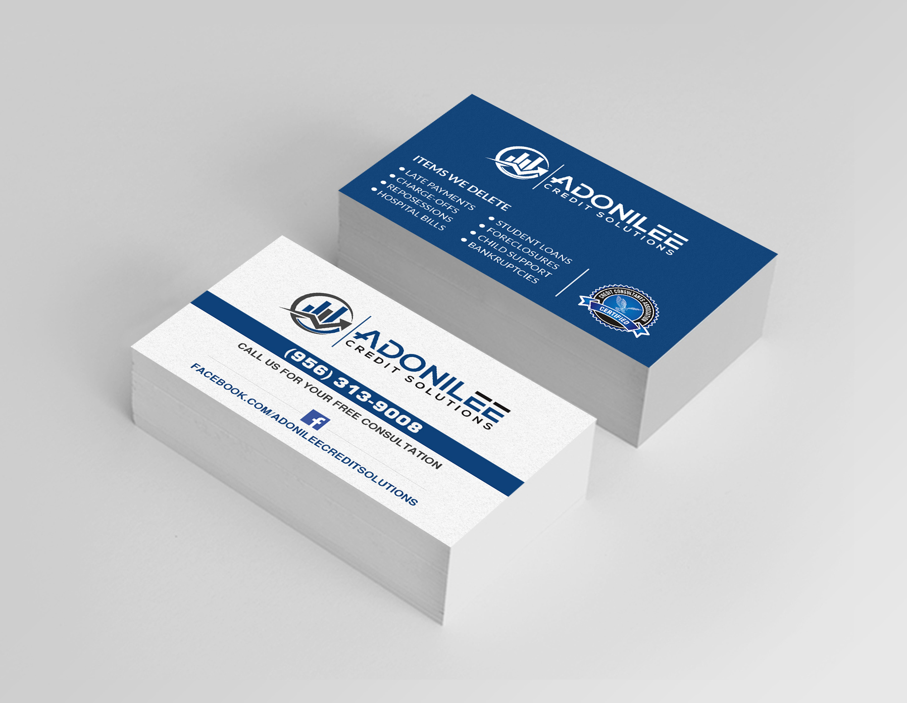 Visitenkarten-Design von Creations Box 2015 für Adonilee Credit Solutions, LLC. | Design #24462190