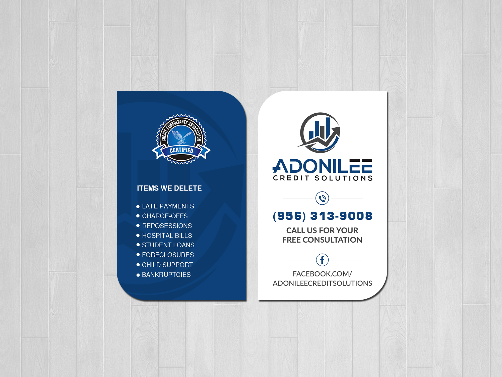 Design de Carte de Visite par Creations Box 2015 pour Adonilee Credit Solutions, LLC. | Design #24462607