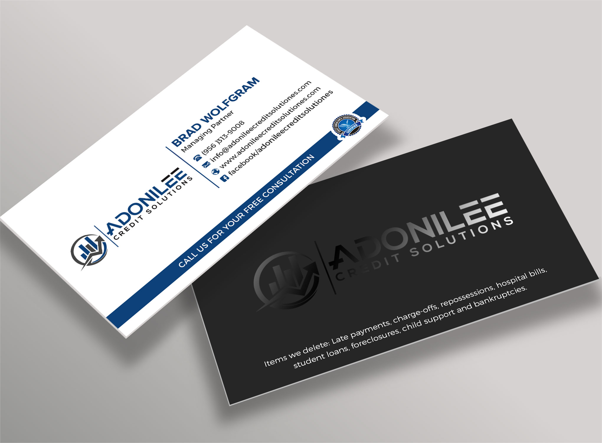 Business Card Design by sabbir049 for Adonilee Credit Solutions, LLC. | Design #24457615