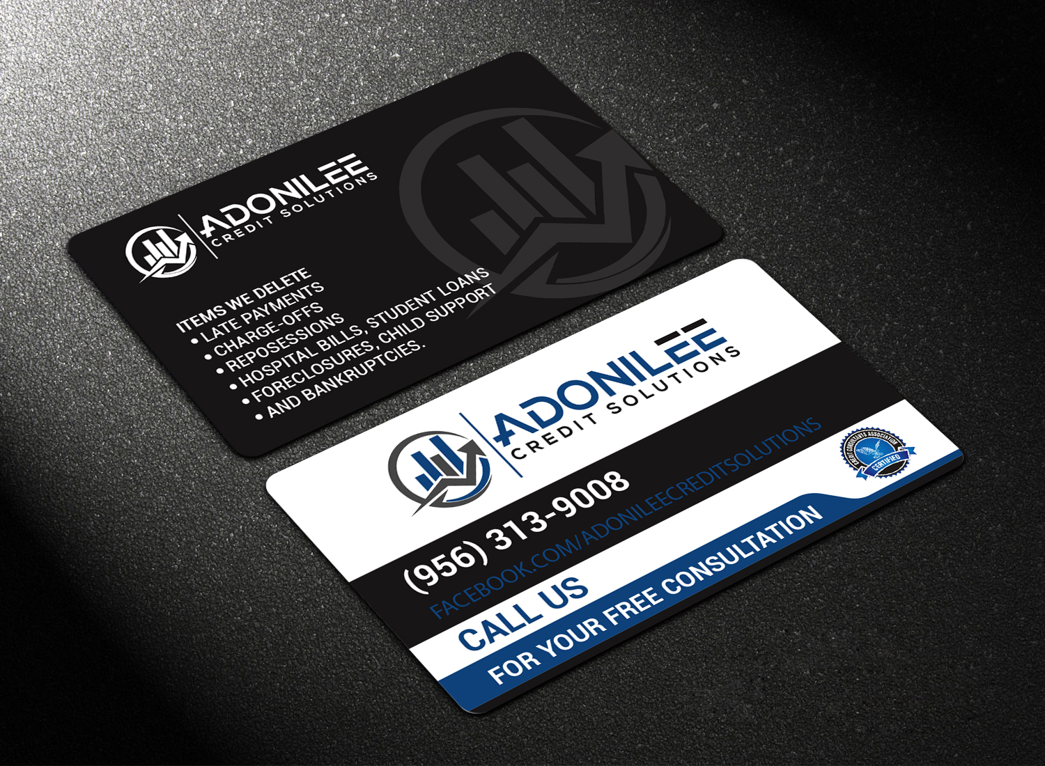 Business Card Design by Imagine design000 for Adonilee Credit Solutions, LLC. | Design #24455034