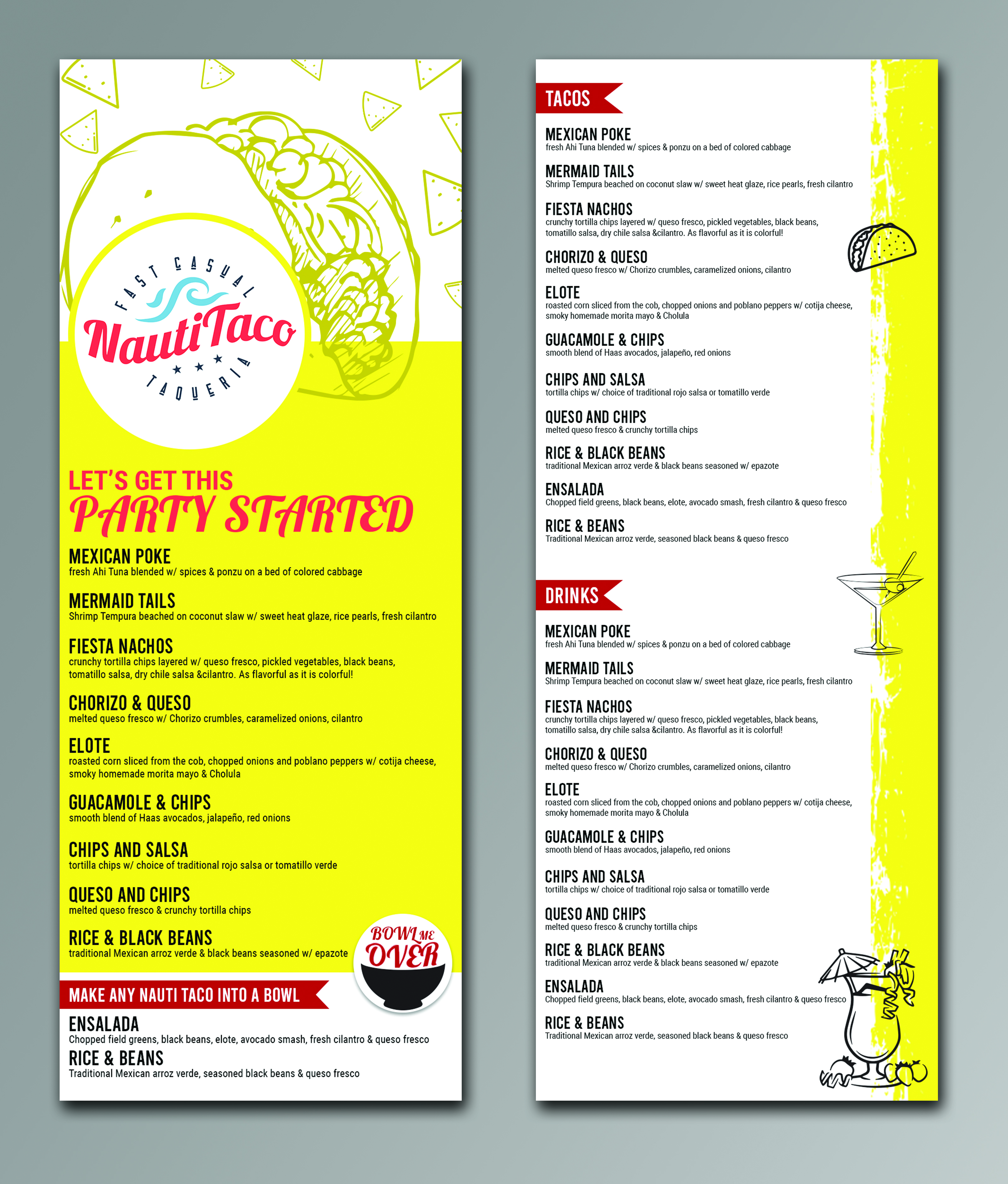 Design de Menu par SAI DESIGNS pour Nauti Taco | Design #24479901