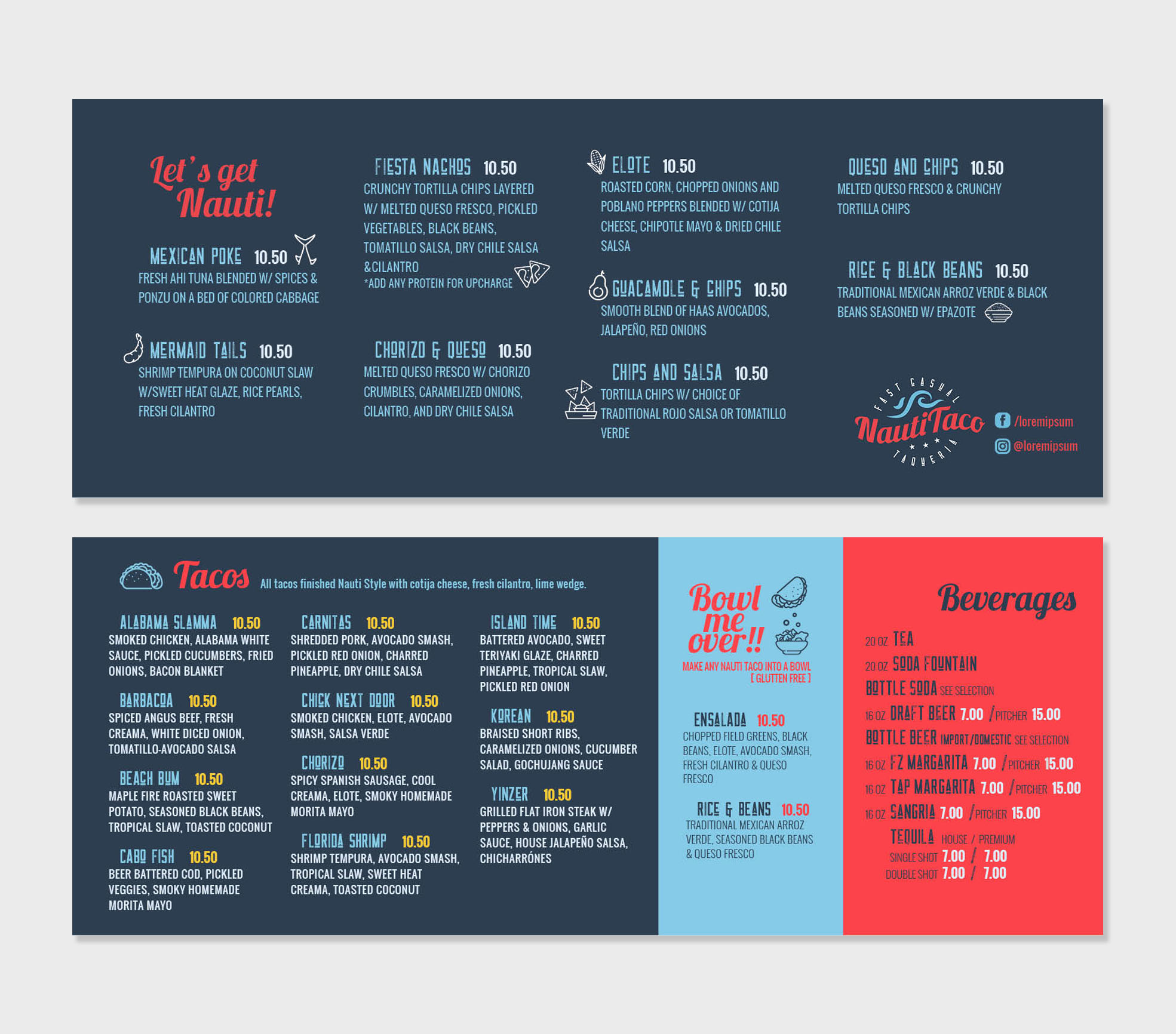 Menu Design by niamelia for Nauti Taco | Design #24526809