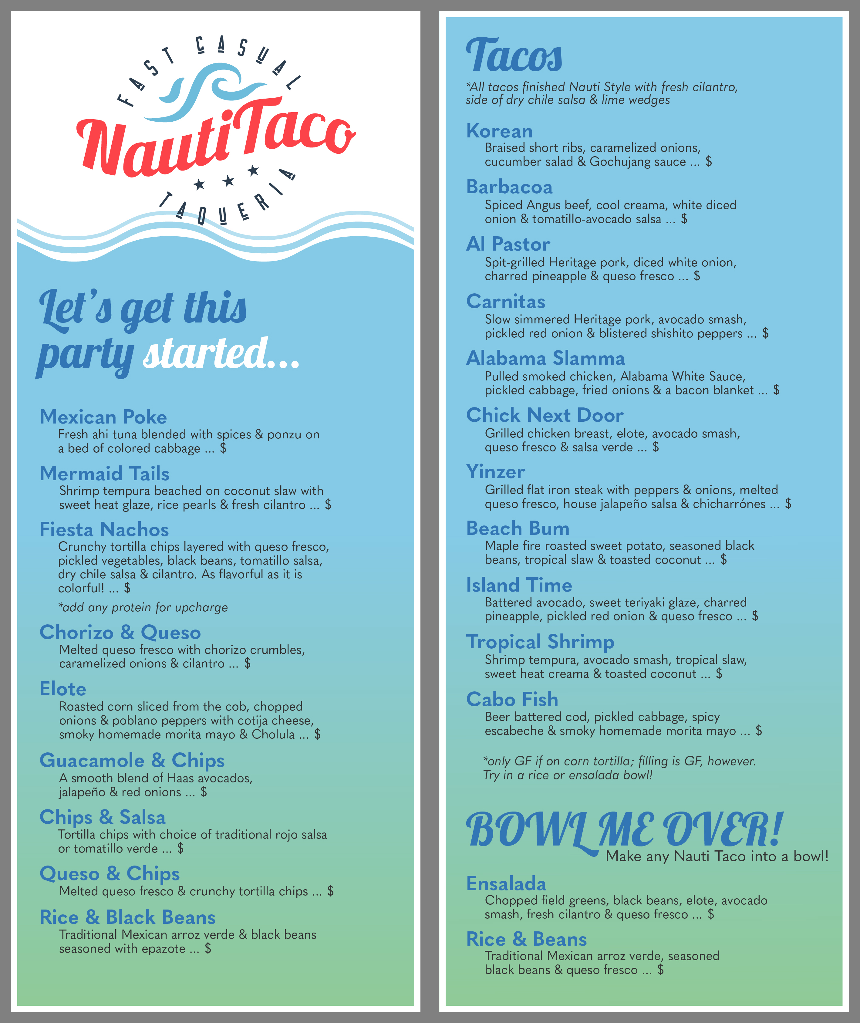 Menu Design by Nick N for Nauti Taco | Design #24493949