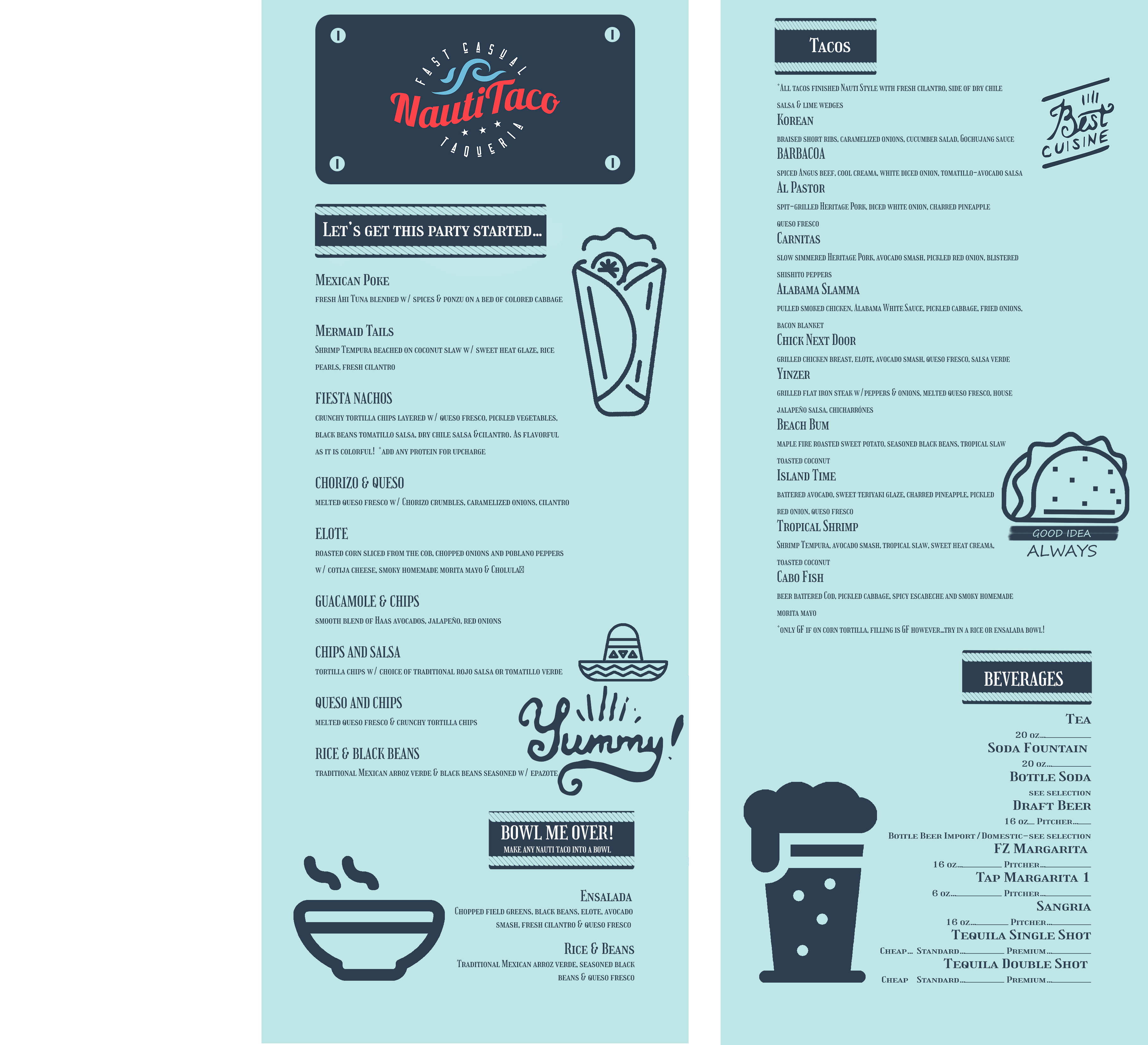Design de Menu par immortal_designer pour Nauti Taco | Design #24503758