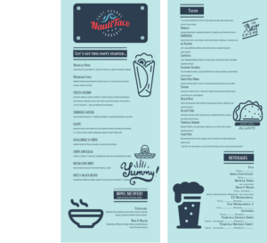 Design de Menu par immortal_designer pour Nauti Taco | Design : #24503758