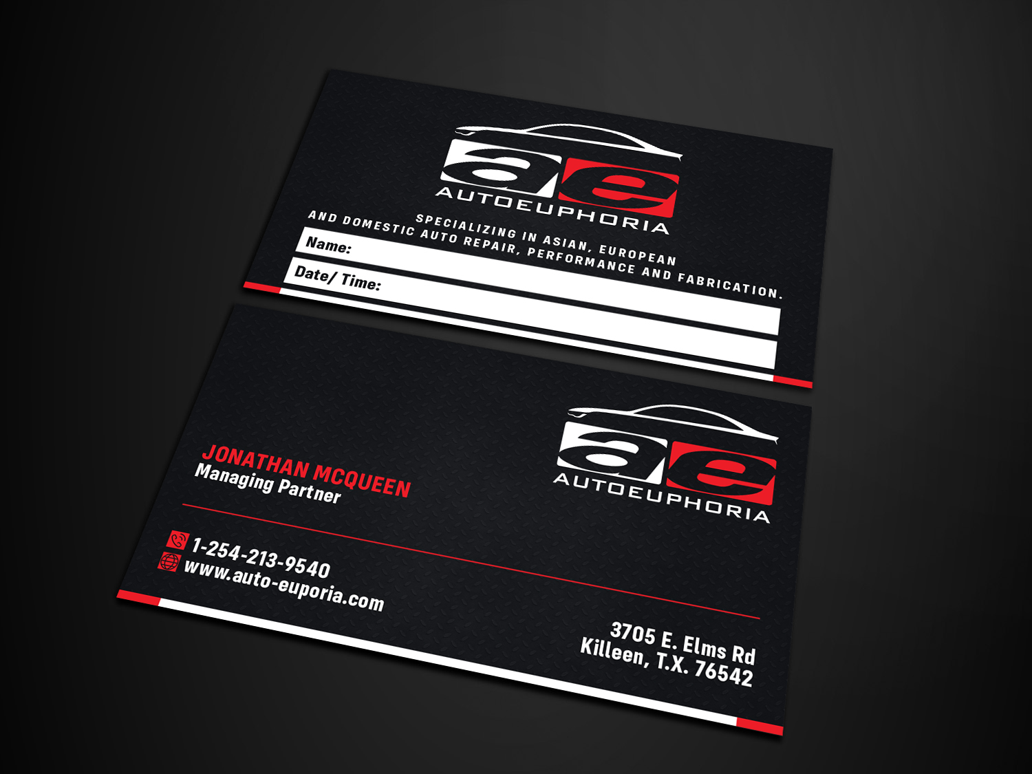 Design de Carte de Visite par Verified artistry (Design garden) pour Euphoria Auto Works LLC | Design #24465489
