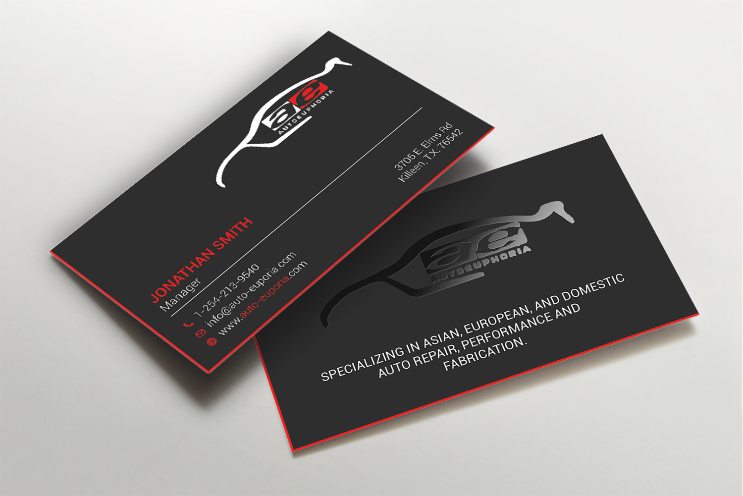 Business Card Design by Imagine design000 for Euphoria Auto Works LLC | Design #24467982