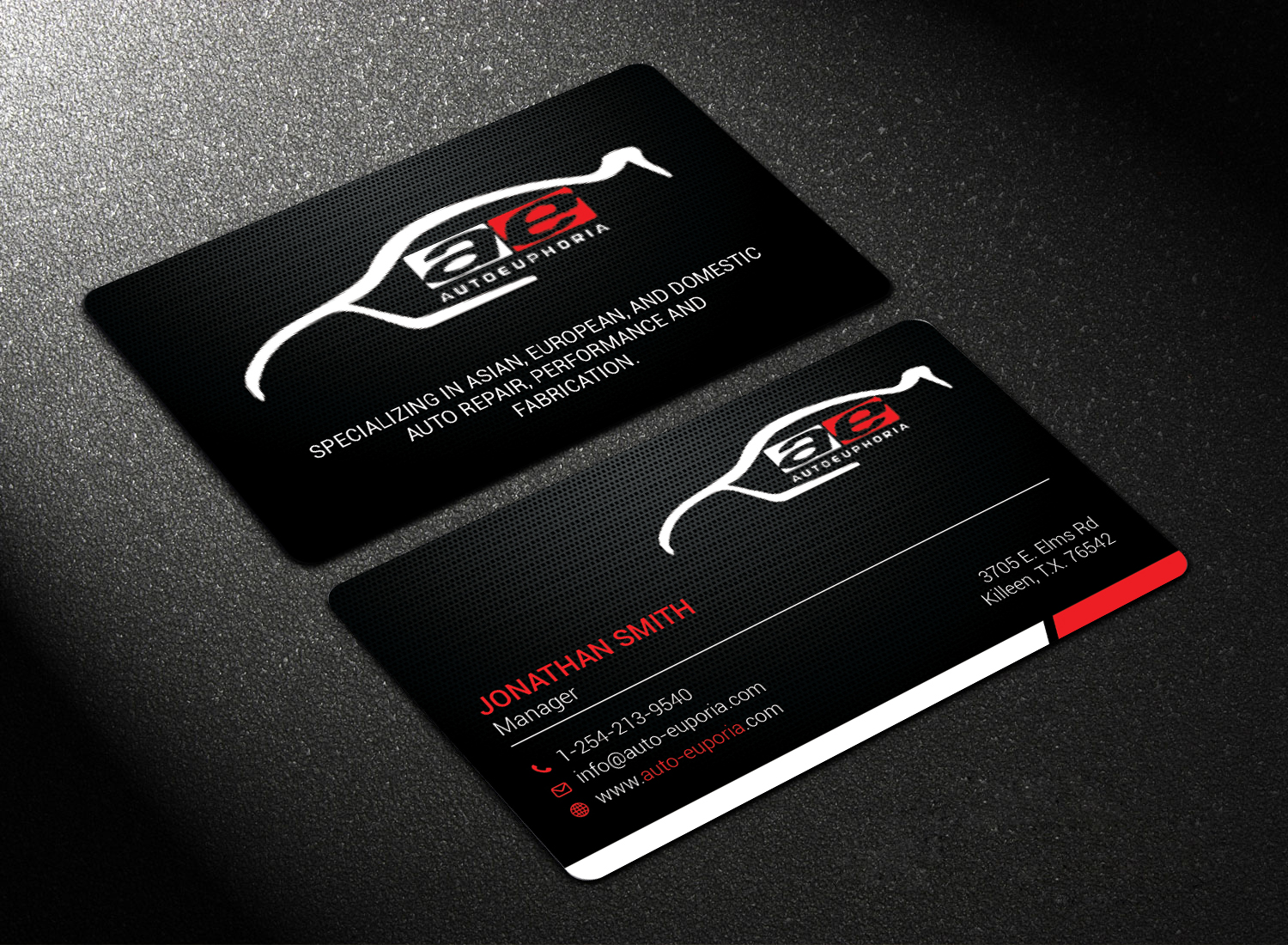 Business Card Design by Imagine design000 for Euphoria Auto Works LLC | Design #24468079
