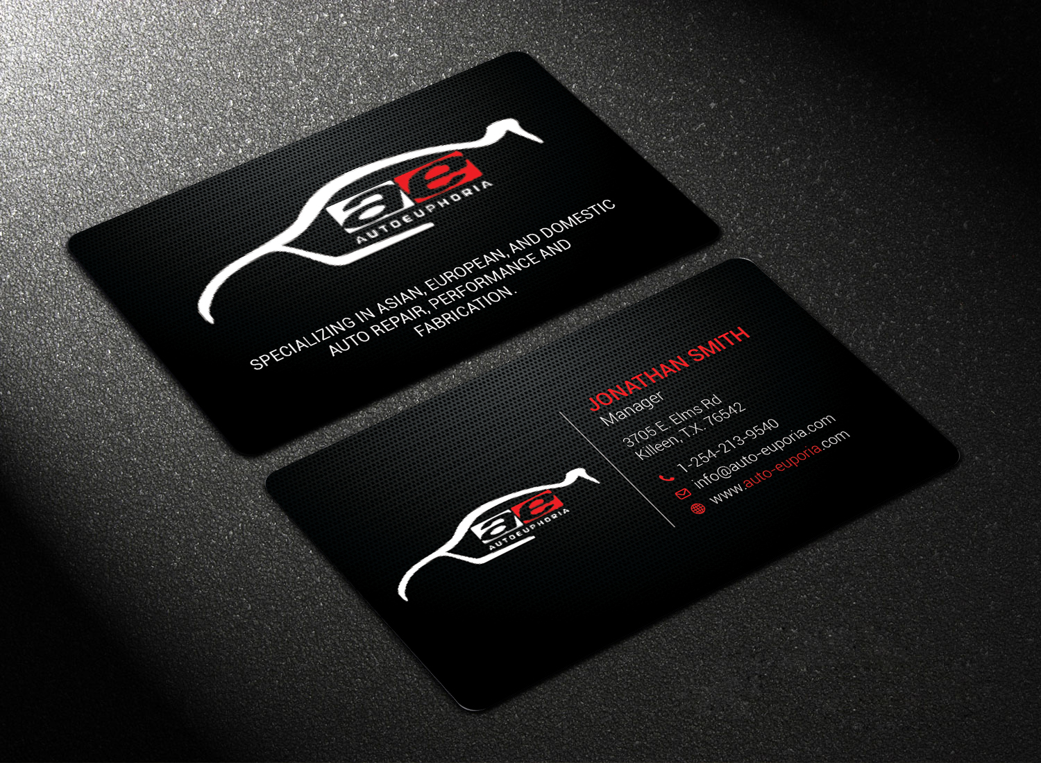 Business Card Design by Imagine design000 for Euphoria Auto Works LLC | Design #24468082