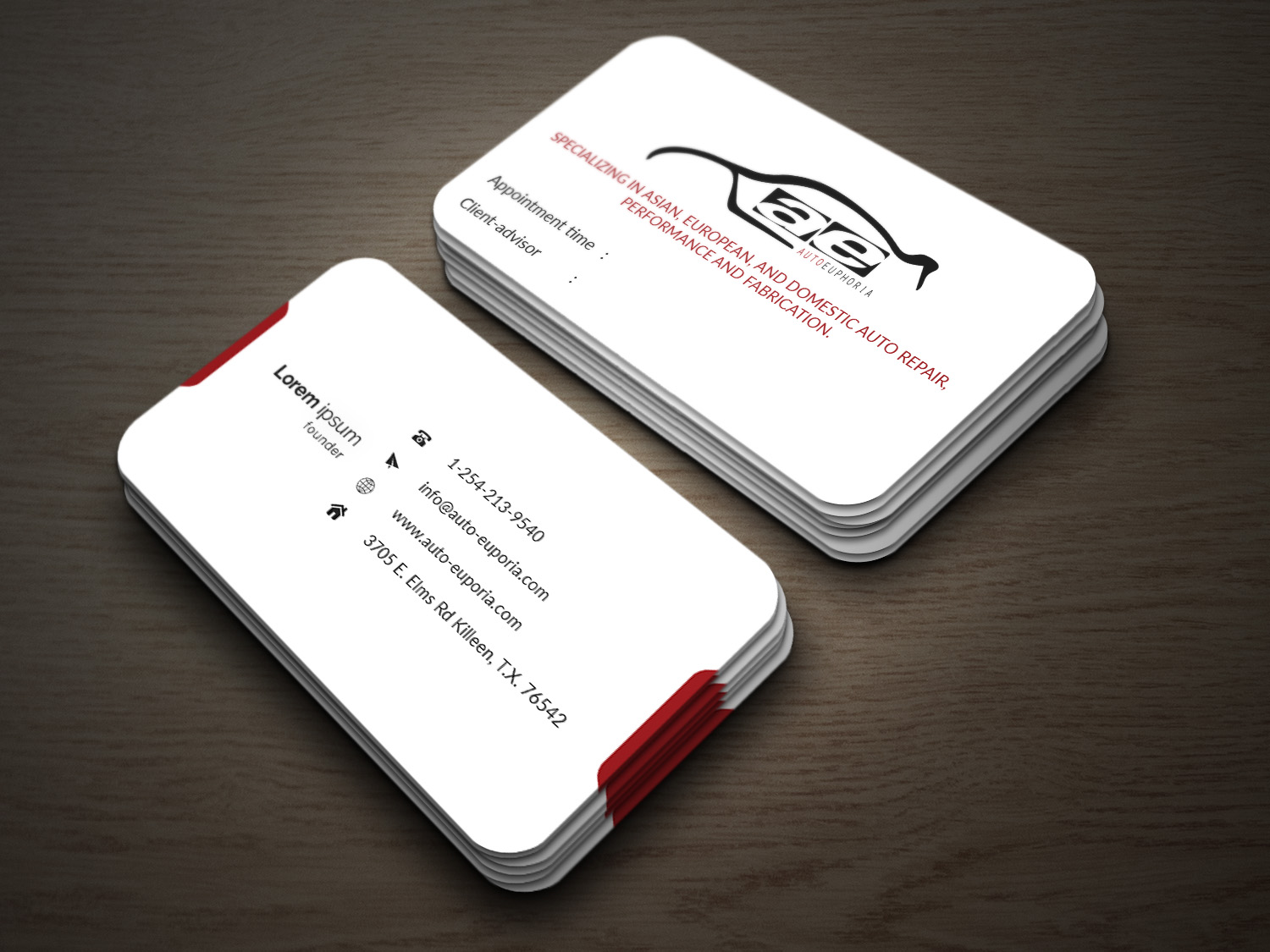 Business Card Design by tanzeelador for Euphoria Auto Works LLC | Design #24501247