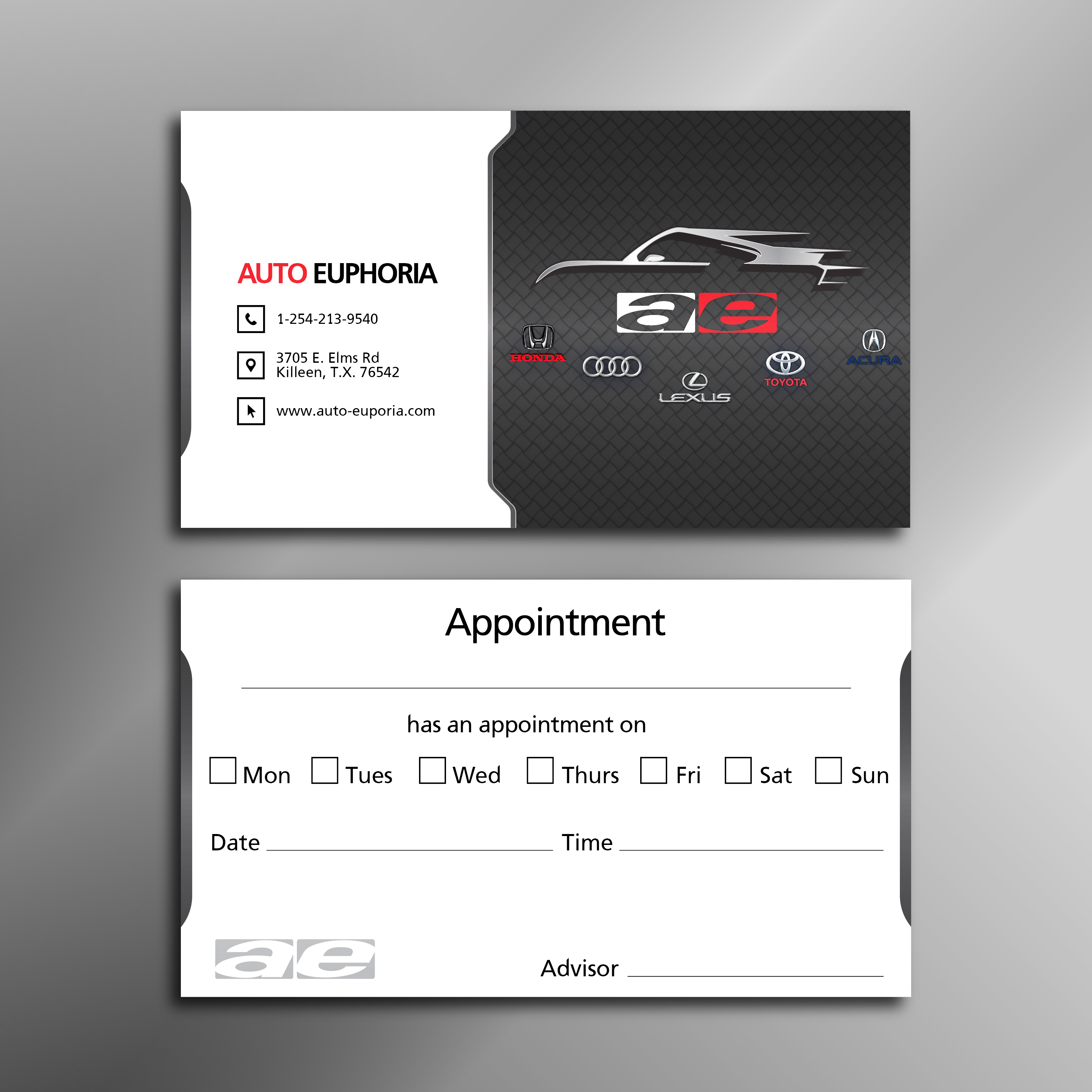 Business Card Design by LamDinh for Euphoria Auto Works LLC | Design #24478001
