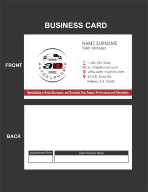 Business Card Design by ANS CREATION for Euphoria Auto Works LLC | Design: #24517580