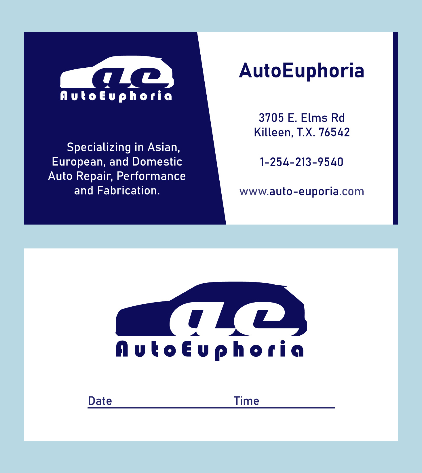 Business Card Design by ksb.akram for Euphoria Auto Works LLC | Design #24467168