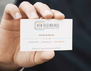 Business Card Design by Verified artistry (Design garden) for New Beginnings Construction  | Design: #24481923