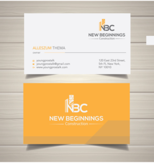 Diseño de Tarjeta de Presentación por zumur 2 para New Beginnings Construction  | Diseño: #24481629