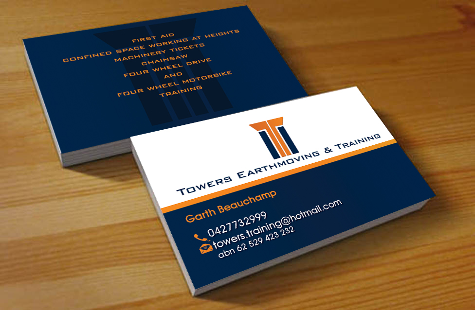 Business Card Design by Hardcore Design for Towers Earthmoving & Training | Design #3028044