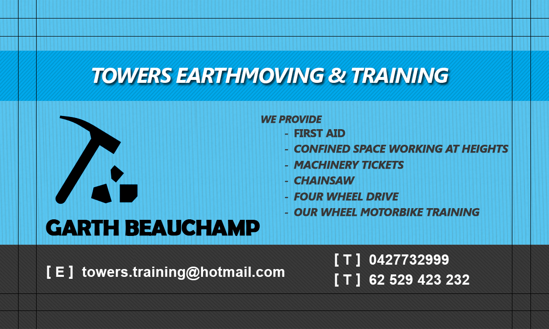 Design de Carte de Visite par Harith Hasanga Silva pour Towers Earthmoving & Training | Design #3006261
