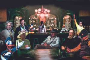 Poster of a Bar hangout scene as a costumer present | Poster Design by Wally_F
