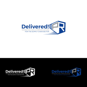 Delivered! PR   (with the slogan)  Marketing and communications for the supply chain sector | Logo Design by Rii