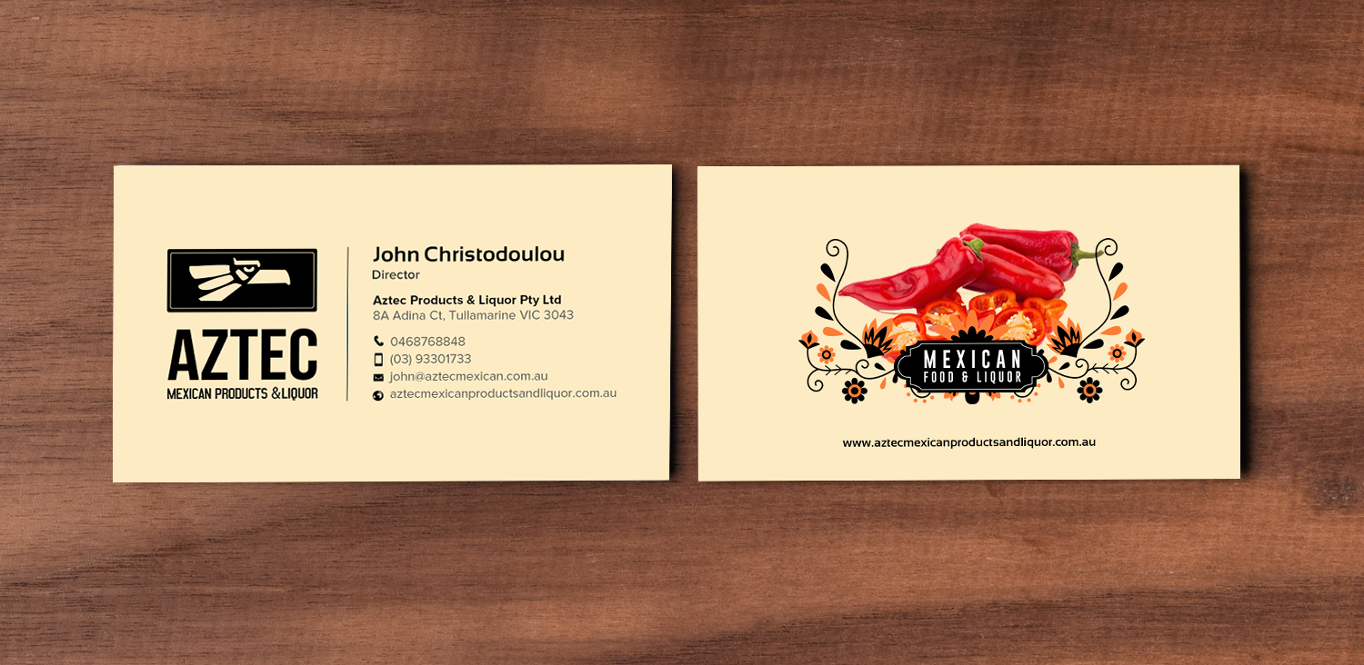 Business Card Design by chandrayaan.creative for Aztec Products & Liquor | Design #24533681