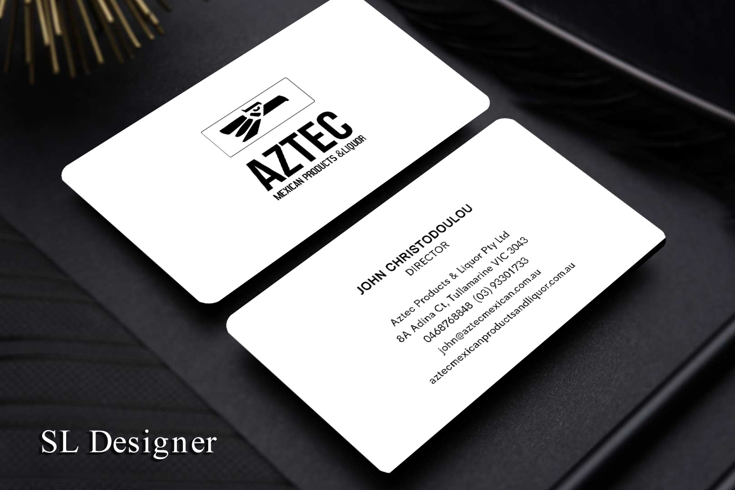 Business Card Design by SL Designer for Aztec Products & Liquor | Design #24534379