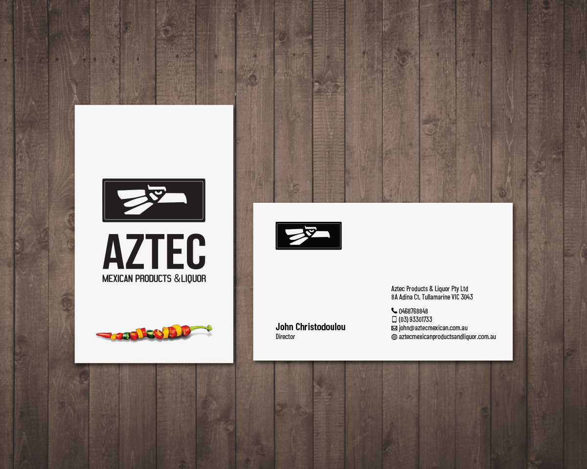Visitenkarten-Design von MDesign für Aztec Products & Liquor | Design #24533739