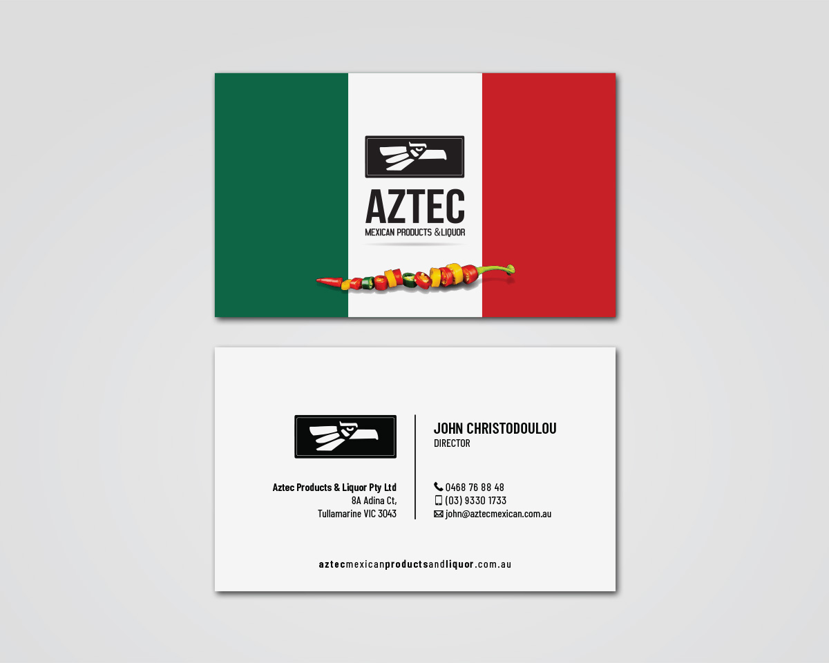 Business Card Design by MDesign for Aztec Products & Liquor | Design #24544921