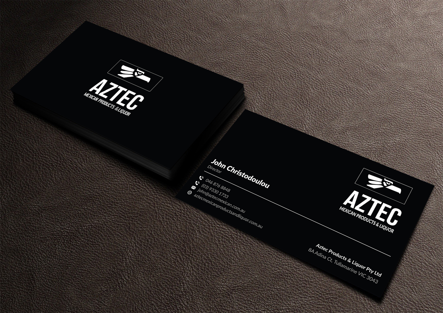 Business Card Design by Musa. A for Aztec Products & Liquor | Design #24544510