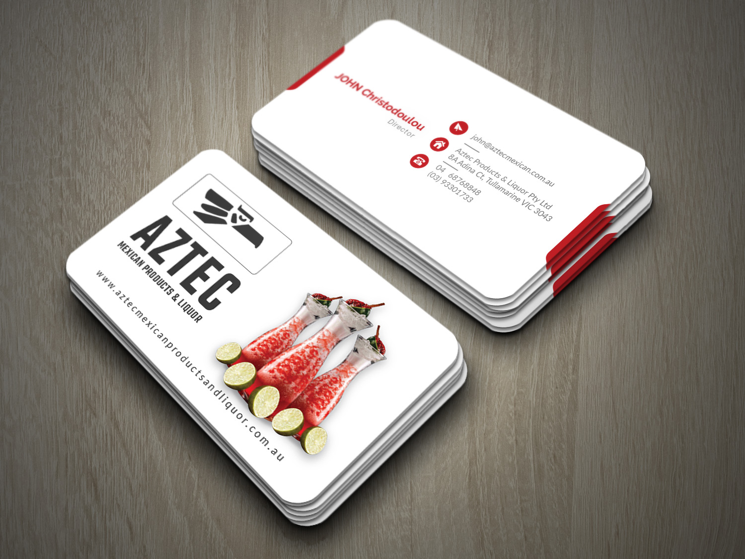 Visitenkarten-Design von tanzeelador für Aztec Products & Liquor | Design #24540109