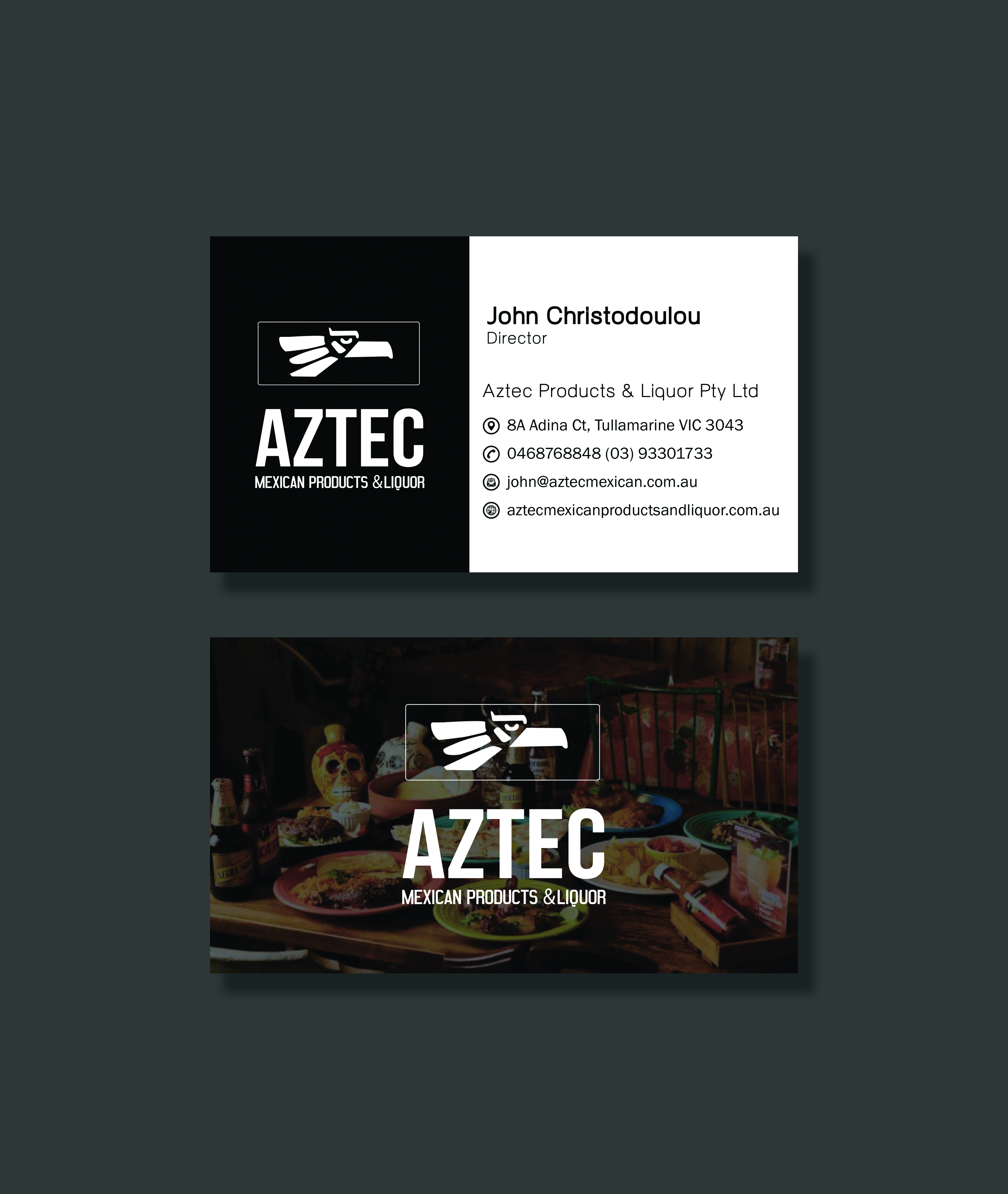 Business Card Design by Bleubird for Aztec Products & Liquor | Design #24555882