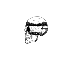 Skull with lake in the woods | Design de Tatouage par Dobar_logo